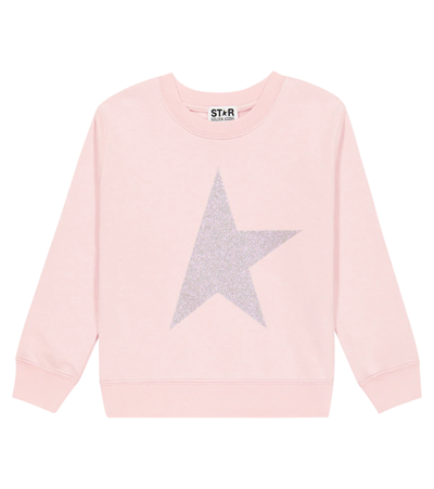 Golden Goose Kids' Glitter Star-patch Cotton Sweatshirt In Light Pink