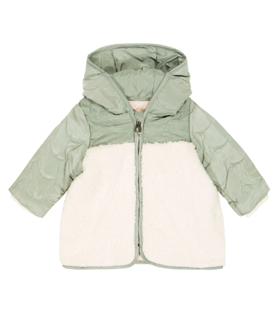 Chloé Baby Faux Shearling Puffer Jacket In Green