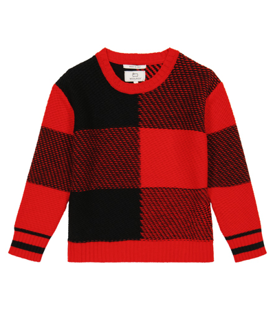 Woolrich Kids' Checked Wool-blend Sweater In Red