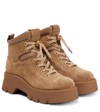 Gianvito Rossi Vancouver Leather-trimmed Suede Ankle Boots In Camel+camel
