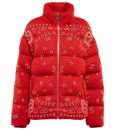 Alanui Bandana Jacquard Puffer Jacket In Red