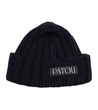 Patou Ribbed-knit Wool And Cashmere Beanie In Blue