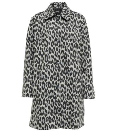 Apc Poupee Leopard-print Wool-blend Coat In Maculato
