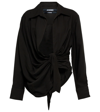 Jacquemus Les Sculptures Relaxed Bahia Shirt With Bow In Black