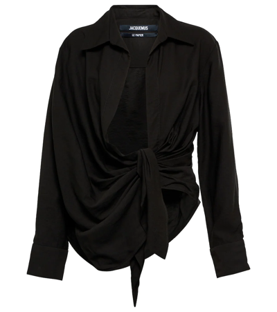 Jacquemus La Chemise Bahia Tie-detail Shirt In Black