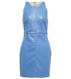 Nanushka Vegan-leather Layan Mini Dress With Button Loop Detail In Blue