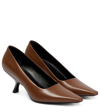 The Row Square Toe Smooth Calfskin Leather Pumps In Brown