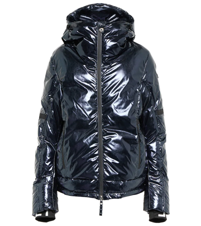 Jet Set Joanna Padded Ski Jacket In Metallic Blue