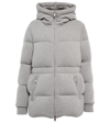 Moncler Daval Hooded Quilted Cashmere-blend Down Jacket In Grey