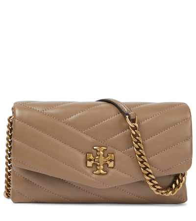 Tory Burch Kira Leather Wallet On Chain In Sandpiper