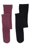 Nordstrom Rack Opaque Tights In Burgundy-black