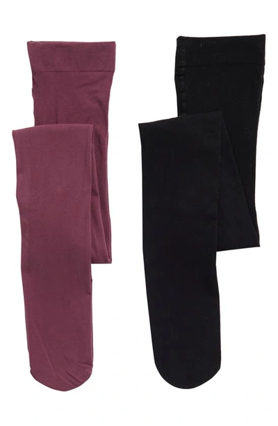 Nordstrom Rack Opaque Tights In Burgundy-black