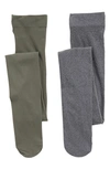 Nordstrom Rack Opaque Tights In Olive-charcoal Grey