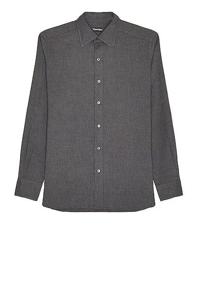 Tom Ford Slim-fit Cotton-blend Shirt In Gray