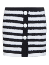Balmain Striped Knitted Button-up Skirt In Black