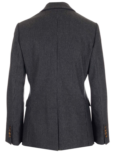 Brunello Cucinelli Single-breasted Striped Tailored Jacket In Default Title