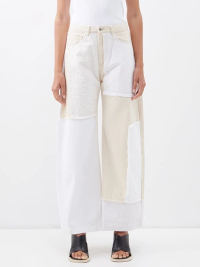 Marques' Almeida Patchwork Cotton Wide-leg Jeans In White