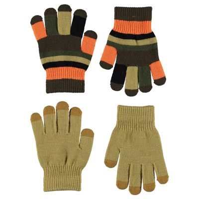Molo Kids' 2-pack Kei Gloves Khaki In Beige