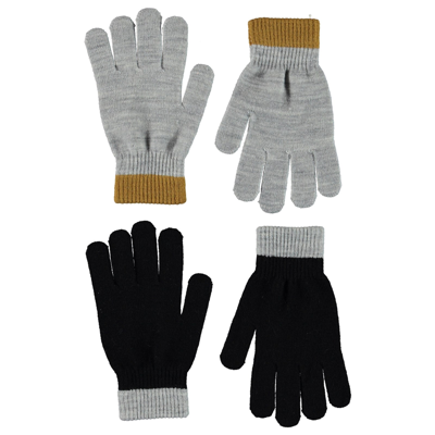 Molo Kids' 2-pack Kello Gloves Gray Melange In Grey