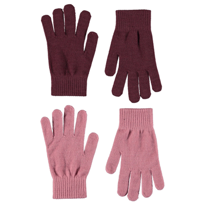 Molo 2-pack Kiddy Gloves Tulip Red In Pink