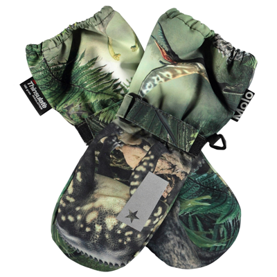 Molo Kids' Igor Mittens Dino Forest In Green