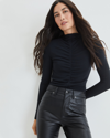Veronica Beard Theresa Ruched Turtleneck In Black