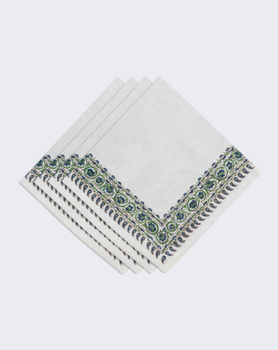 Veronica Beard Border Linen Napkin (set Of 4) In Multi