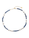 EYE CANDY LA WOMEN'S LUXE AURORA GOLDTONE, SHELL PEARL & AGATE BEADED NECKLACE
