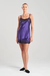 Josie Natori Natori Lolita Lace & Silk Chemise Nightgown In Deep Purple