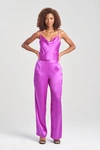 Josie Natori Natori Key Essentials Silk Wide Leg Pants In Orchid Pink
