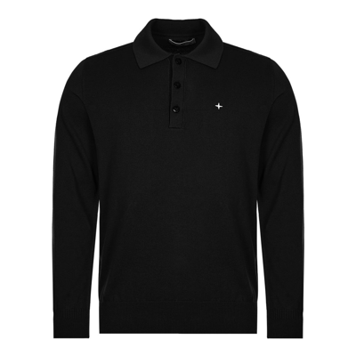Stone Island Knitted Polo Shirt In Black