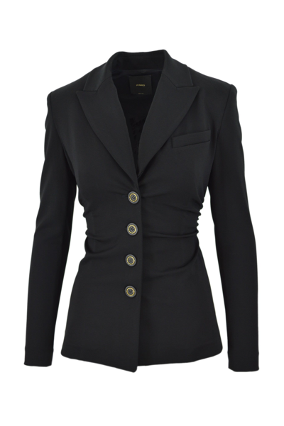 Pinko Blazer Slim En Tissu Technique In Noir Limousine