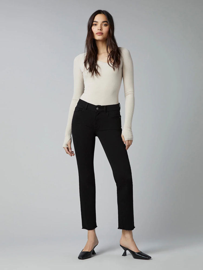 Dl 1961 Mara Straight Ankle Jeans Black Peached Raw