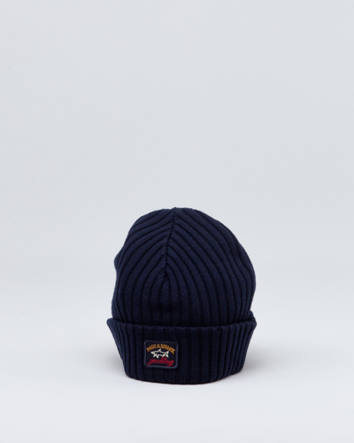 Paul And Shark Patch Logo Beanie Navy Colour: Navy In Blue,white,black