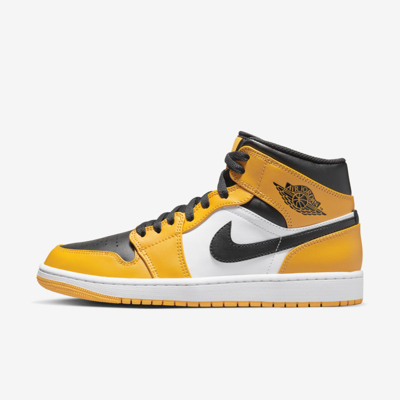 Jordan Air  1 Mid Shoes In Yellow/black/white