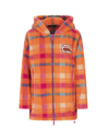 Dsquared2 Camping Crew Check Teddy Hooded Jacket In Arancione