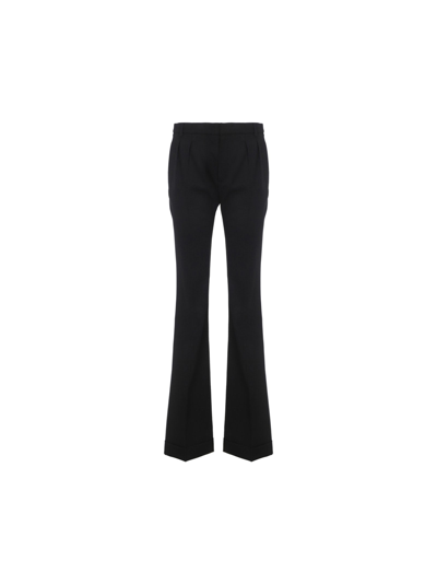 Saint Laurent High-waist Wool Bootcut Trousers In Nero