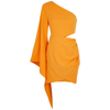 Lavish Alice Orange Draped One-shoulder Mini Dress In Orange