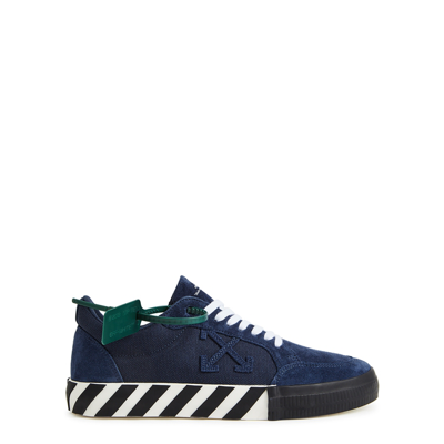 Off-white Vulcanized Navy Panelled Suede Sneakers In Dark Blue