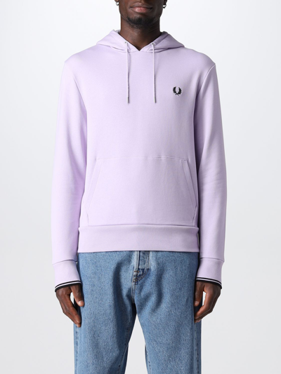 Fred Perry Tipped Hooded Sweatshirt In Pink