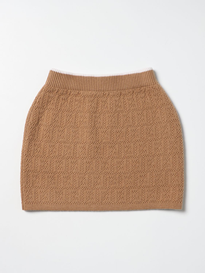 Fendi Kids' Wool Skirt In Beige