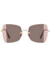 Miu Miu Rimless Gradient-lens Sunglasses In Pale Gold