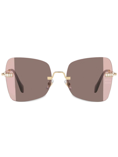 Miu Miu Rimless Gradient-lens Sunglasses In Pink Gradient