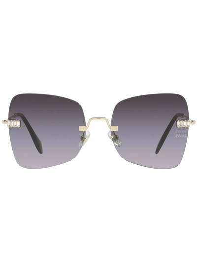 Miu Miu Rimless Gradient-lens Sunglasses In Gold