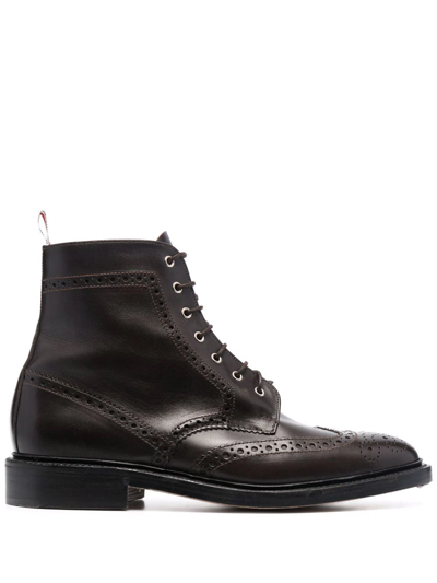 Thom Browne Goodyear-sole Wingtip Ankle Boots In Brown