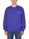 Moschino Couture Sweatshirt With Logo Patch In Blue