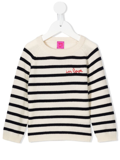 Cashmere In Love Cashmere Maisy Striped Jumper In Weiss