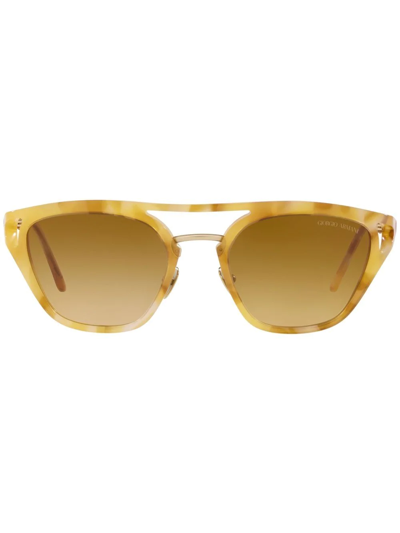Giorgio Armani Tortoiseshell Pilot-frame Sunglasses In Gelb