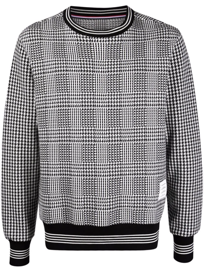 Thom Browne Houndstooth-pattern Cotton Sweatshirt In Black