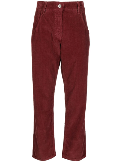 Ymc You Must Create Cropped Corduroy Trousers In Burgundy